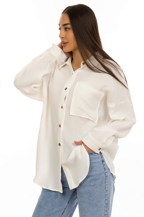 CHEERDUCK/2C19 8131 БЕЛЫЙ Рубашка женская CHEERDUCK цвет Белый