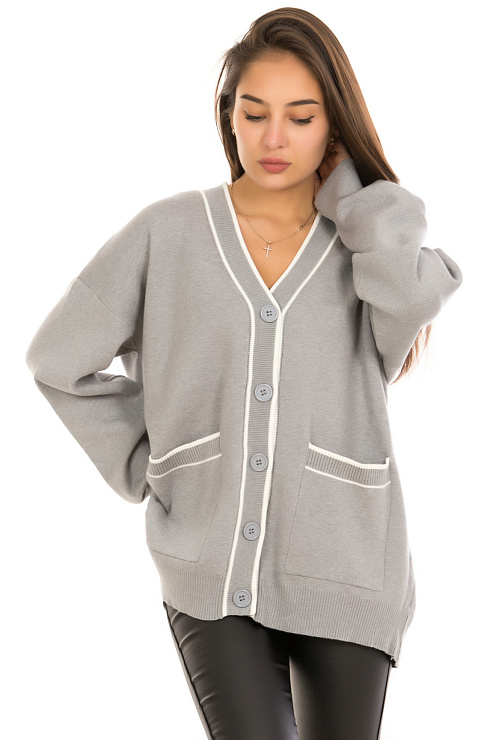 CHEERDUCK/11011 2395 СЕРЫЙ Кардиган женский CHEERDUCK цвет Серый