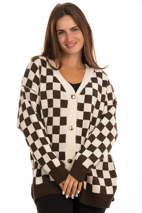 CHEERDUCK/B57 2217 КОРИЧНЕВЫЙ Кардиган женский CHEERDUCK цвет Черный