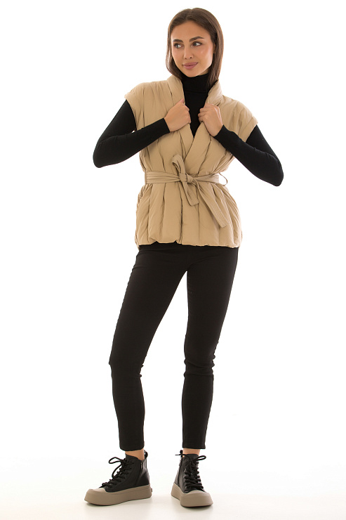 CHEERDUCK/2C22 G-203 БЕЖЕВЫЙ Жилет женский CHEERDUCK цвет Бежевый