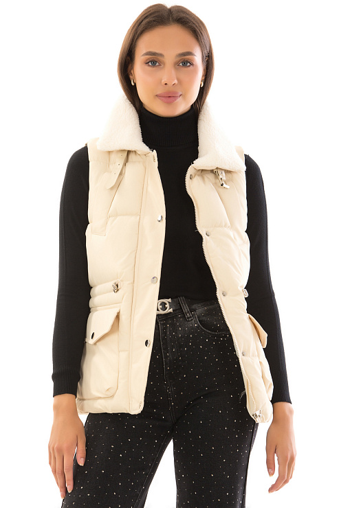 CHEERDUCK/2C22 10-1 БЕЖЕВЫЙ Жилет женский CHEERDUCK цвет Молочный