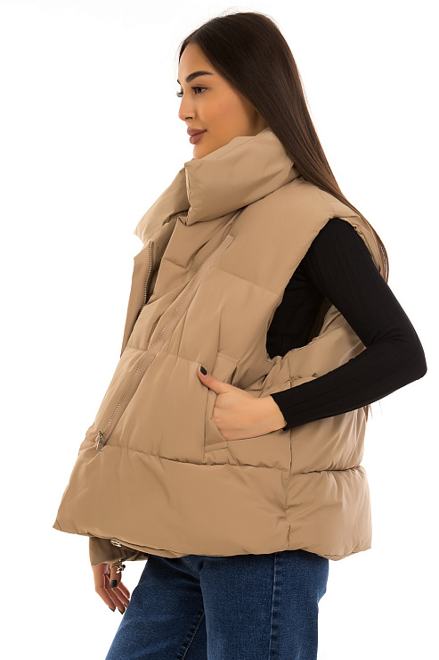 CHEERDUCK/BZ A05 КОРИЧНЕВЫЙ Жилет женский CHEERDUCK цвет Бежевый