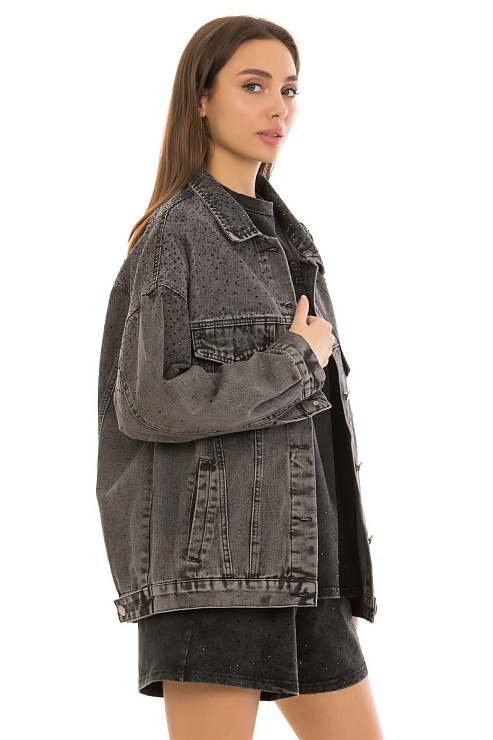 CHEERDUCK/2025 1696 СЕРЫЙ Куртка джинсовая женская CHEERDUCK цвет Серый