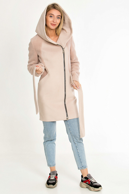 AOSILEIBANG 8281-3 БЕЖ. Пальто женское AOSILEIBANG цвет Молочный