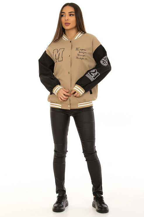 CHEER&DUCK/2025 917-1 БЕЖЕВЫЙ Бомбер женский CHEERDUCK цвет Бежевый