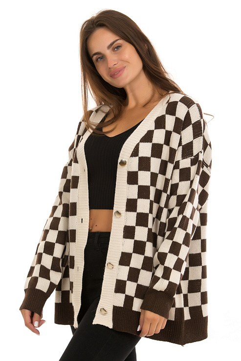 CHEERDUCK/B57 2217 КОРИЧНЕВЫЙ Кардиган женский CHEERDUCK цвет Черный