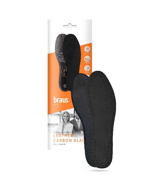 BRAUS Стельки Leatner Carbon BLACK (с акт.углем) р.37-38 BRAUS цвет 