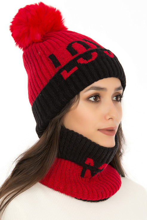 Шапка-снуд 74 ЧЕРН.КРАСН. женская CHEERDUCK цвет Черный