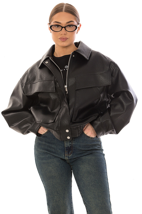 CHEERDUCK/2025 2634 ЧЕРНЫЙ Куртка кожаная д/с CHEERDUCK цвет Черный