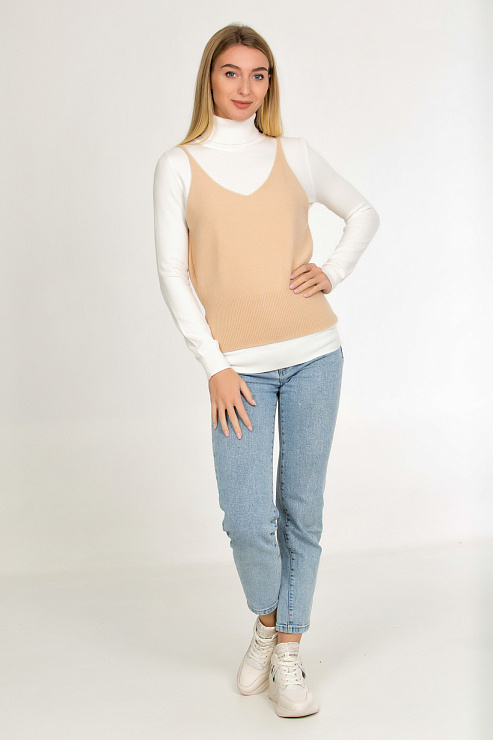 CHEER&DUCK/WWOLLENS 25 БЕЖ. Майка женская CHEERDUCK цвет Бежевый