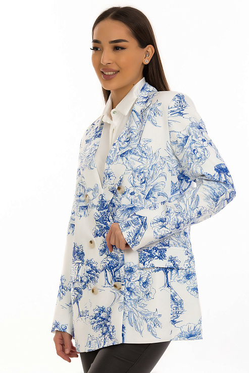 CHEERDUCK/2C19 1154 БЕЛО-СИНИЙ Пиджак женский CHEERDUCK цвет Синий