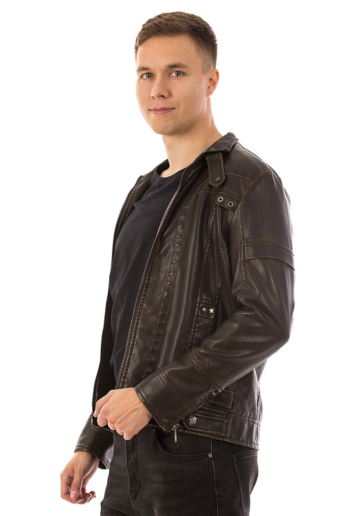 CHEERDUCK/6088 К8805 КОРИЧНЕВЫЙ Куртка кожаная мужская CHEERDUCK цвет Коричневый