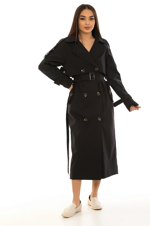 CHEERDUCK/NUR 531 ЧЕРНЫЙ Тренч женский CHEERDUCK цвет Черный