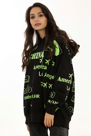 CHEER&DUCK/STRAZY 6088 ЧЕРН. Худи CHEERDUCK цвет Черный