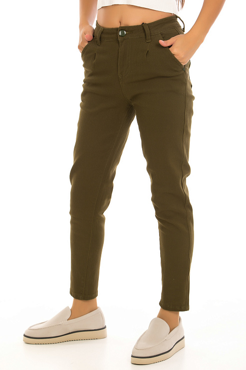 CHEERDUCK/BIN 2035-1 ХАКИ Джинсы женские CHEERDUCK цвет Хаки