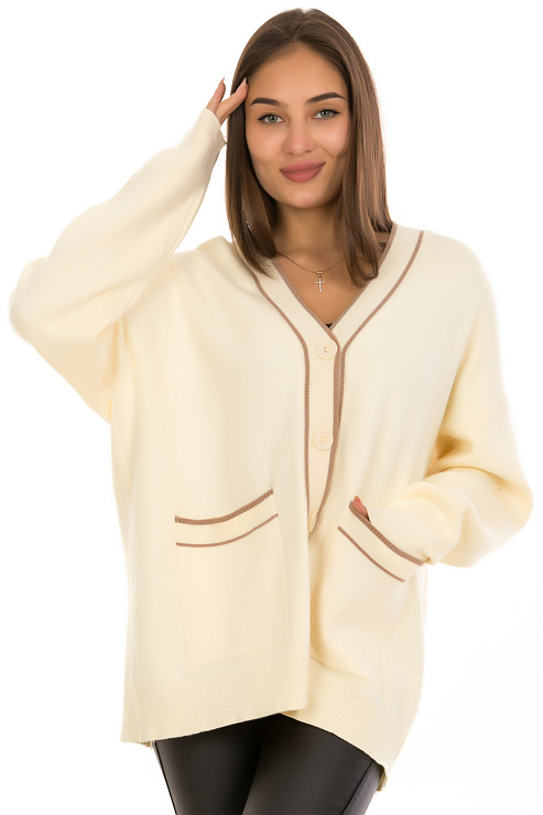 CHEERDUCK/11011 2395 БЕЖЕВЫЙ Кардиган женский CHEERDUCK цвет Молочный