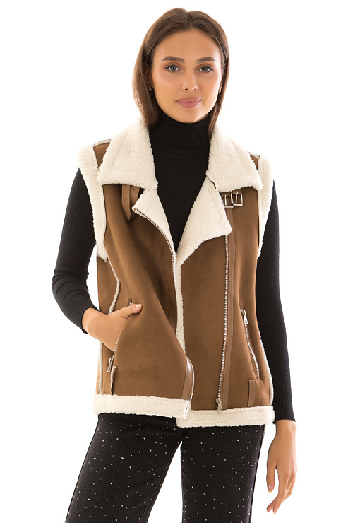 CHEERDUCK/2C22 1707 Т.КОРИЧНЕВЫЙ Жилет женский CHEERDUCK цвет Коричневый