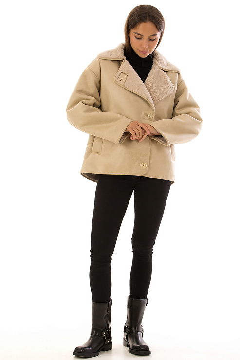 CHEERDUCK/2030 736-6 БЕЖЕВЫЙ Дубленка женская CHEERDUCK цвет Бежевый