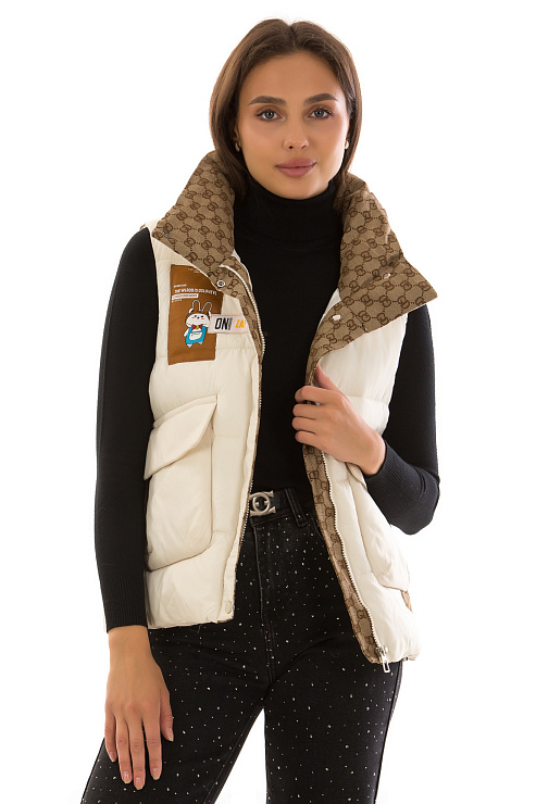 CHEERDUCK/2C22 6515 БЕЖЕВЫЙ Жилет женский CHEERDUCK цвет Бежевый