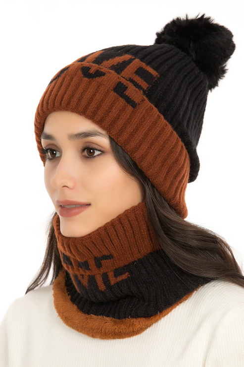 Шапка-снуд 74 ЧЕРН.КОРИЧН. женская CHEERDUCK цвет Черный