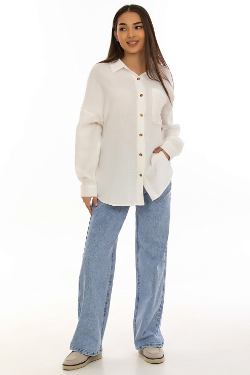 CHEERDUCK/2C19 8131 БЕЛЫЙ Рубашка женская CHEERDUCK цвет Белый