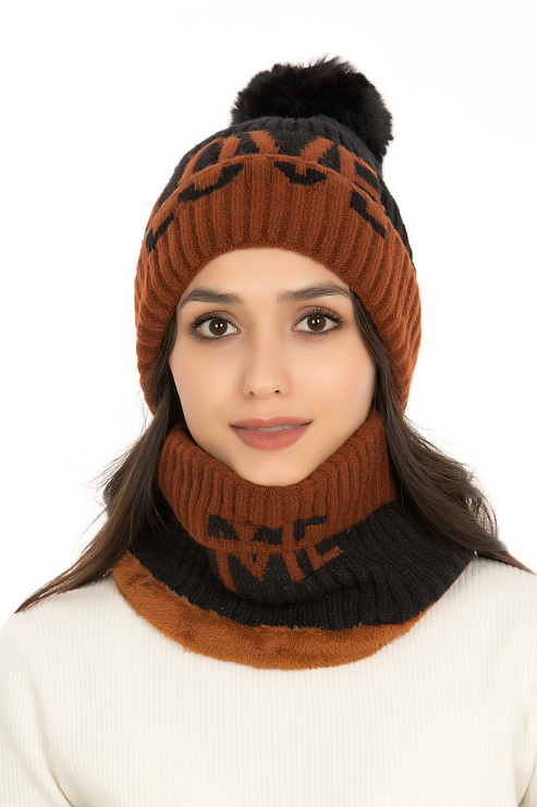 Шапка-снуд 74 ЧЕРН.КОРИЧН. женская CHEERDUCK цвет Черный