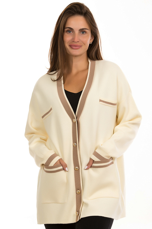 CHEERDUCK/11011 5532 БЕЖЕВЫЙ Кардиган женский CHEERDUCK цвет Молочный