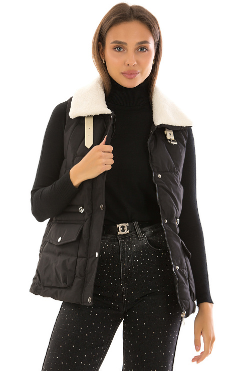 CHEERDUCK/2C22 10-1 ЧЕРНЫЙ Жилет женский CHEERDUCK цвет Черный