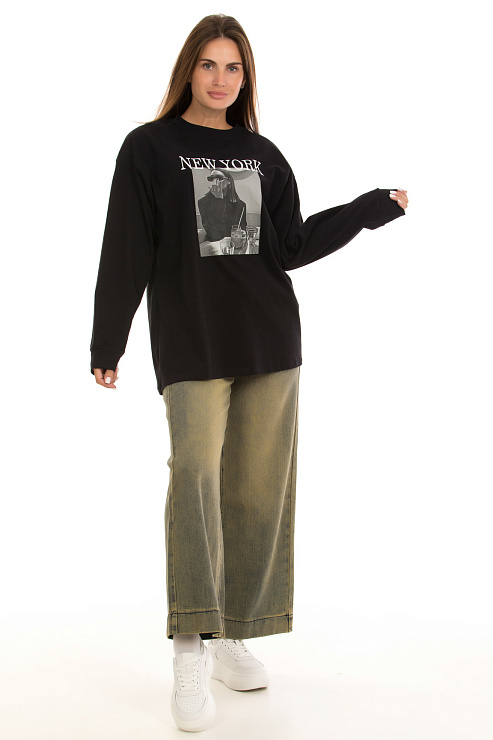 CHEERDUCK/2C19 808 ЧЕРНЫЙ Лонгслив женский CHEERDUCK цвет Черный