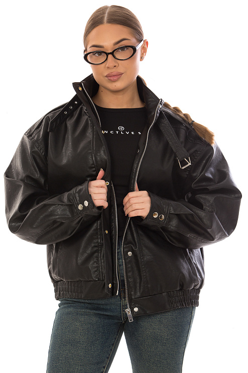 CHEERDUCK/2025 2663 ЧЕРНЫЙ Куртка кожаная д/с CHEERDUCK цвет Черный