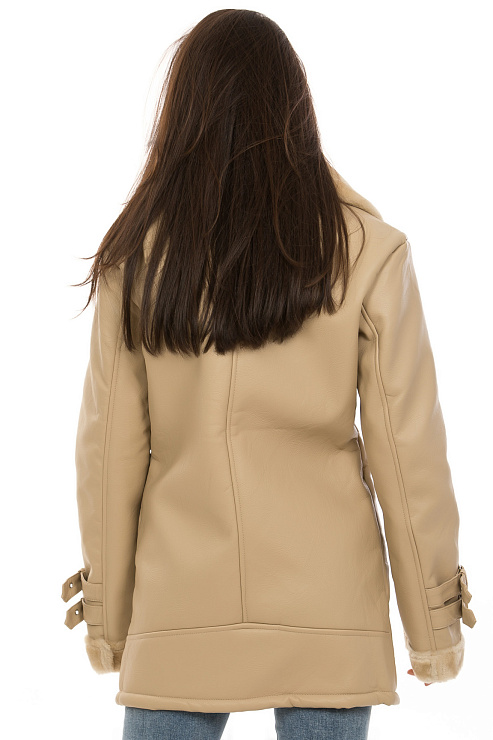 CHEER&DUCK/ КОЖА 2025 2106 БЕЖ. Дубленка женская CHEERDUCK цвет Бежевый