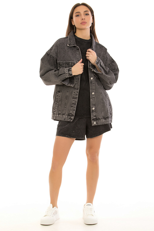 CHEERDUCK/2025 1696 СЕРЫЙ Куртка джинсовая женская CHEERDUCK цвет Серый