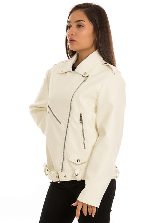 CHEERDUCK/2030 2271 БЕЛЫЙ Куртка кожаная женская CHEERDUCK цвет Белый