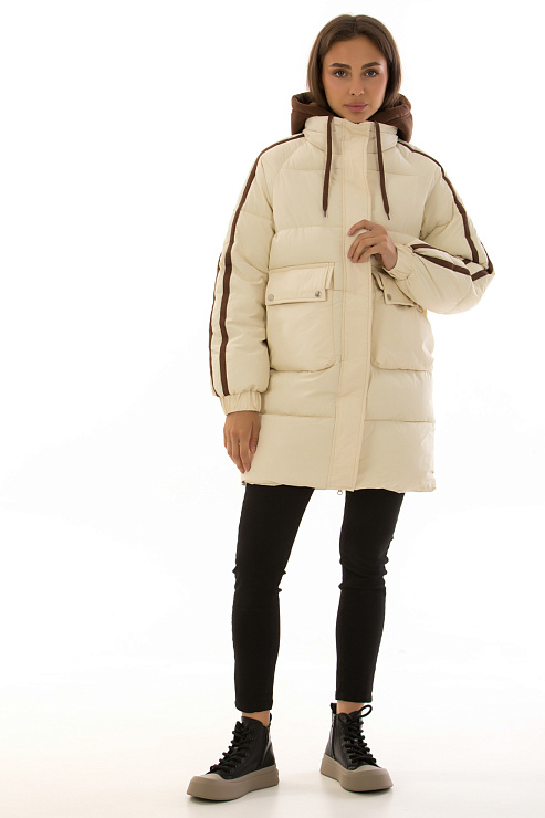 CHEERDUCK/2C22 833 БЕЖЕВЫЙ Пуховик женский CHEERDUCK цвет Бежевый