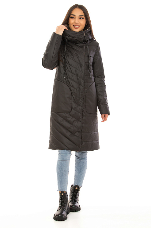 TOWMY 6677 ЧЁРНЫЙ Плащ женский TOWMY цвет Черный