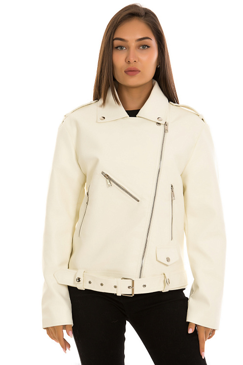 CHEERDUCK/2030 2271 БЕЛЫЙ Куртка кожаная женская CHEERDUCK цвет Белый