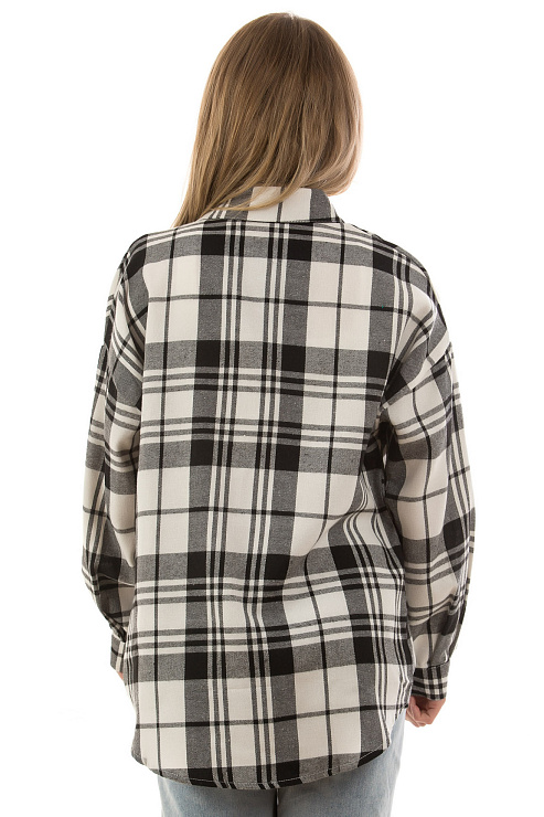 Fashion R-9058 БЕЛ/ЧЕР Рубашка женская FASHION цвет Белый