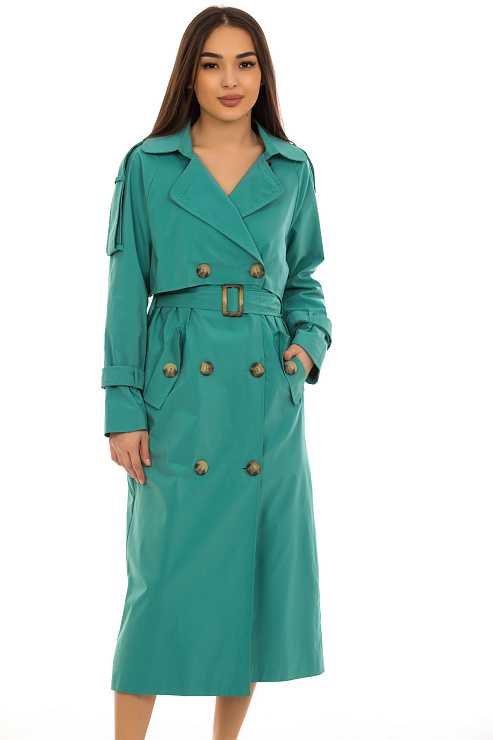 CHEERDUCK/NUR 531 ЗЕЛЕНЫЙ Тренч женский CHEERDUCK цвет Зеленый