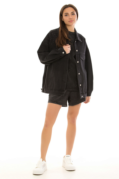 CHEERDUCK/2025 1696 ЧЕРНЫЙ Куртка джинсовая женская CHEERDUCK цвет Черный