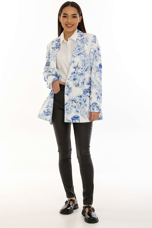 CHEERDUCK/2C19 1154 БЕЛО-СИНИЙ Пиджак женский CHEERDUCK цвет Синий