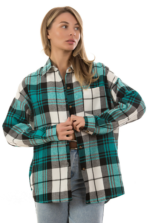 Fashion R-9058 БИРЮЗОВЫЙ Рубашка женская FASHION цвет Бирюзовый