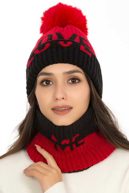 Шапка-снуд 74 ЧЕРН.КРАСН. женская CHEERDUCK цвет Черный