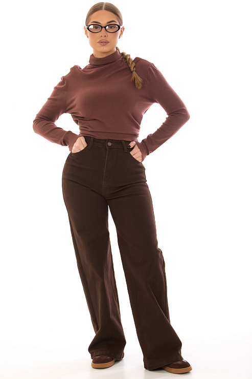 CHEERDUCK A-6225 КОРИЧНЕВЫЙ Джинсы женские CHEERDUCK цвет Коричневый