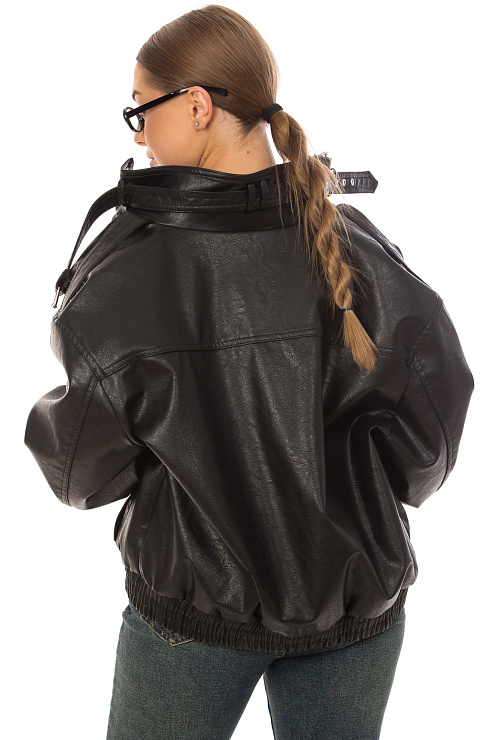 CHEERDUCK/2025 2663 ЧЕРНЫЙ Куртка кожаная д/с CHEERDUCK цвет Черный