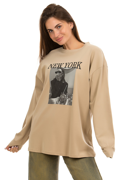 CHEERDUCK/2C19 808 БЕЖЕВЫЙ Лонгслив женский CHEERDUCK цвет Бежевый