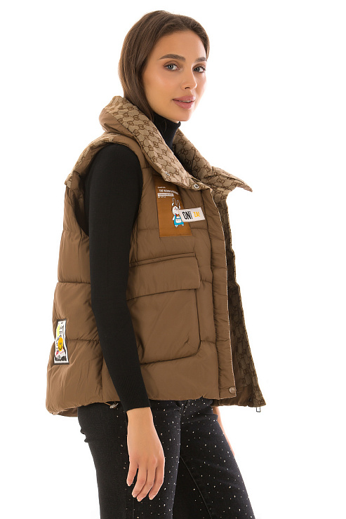 CHEERDUCK/2C22 6515 КОРИЧНЕВЫЙ Жилет женский CHEERDUCK цвет Коричневый