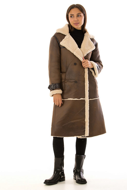 CHEERDUCK/2030 D104 КОРИЧНЕВЫЙ Дубленка женская CHEERDUCK цвет Коричневый