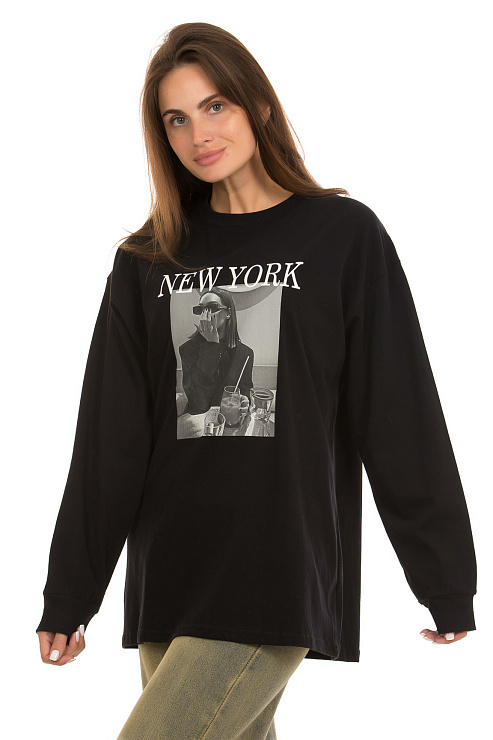 CHEERDUCK/2C19 808 ЧЕРНЫЙ Лонгслив женский CHEERDUCK цвет Черный