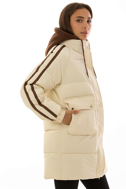 CHEERDUCK/2C22 833 БЕЖЕВЫЙ Пуховик женский CHEERDUCK цвет Бежевый