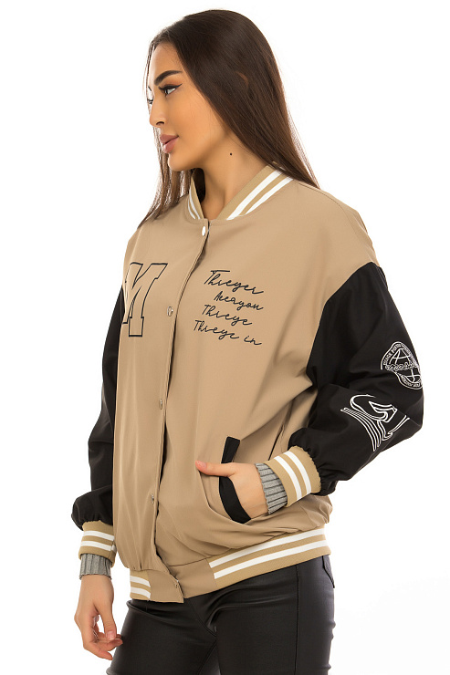 CHEER&DUCK/2025 917-1 БЕЖЕВЫЙ Бомбер женский CHEERDUCK цвет Бежевый